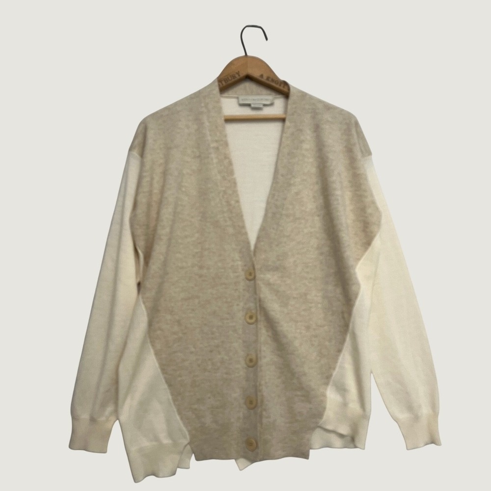Stella McCartney Virgin Wool Colorblock Cardigan IT 44 Beige Cream Made in Italy